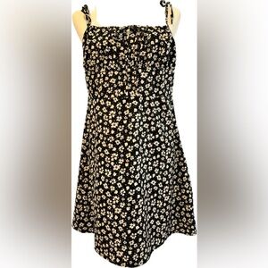 Cute Black Sundress with White and Yellow Flowers